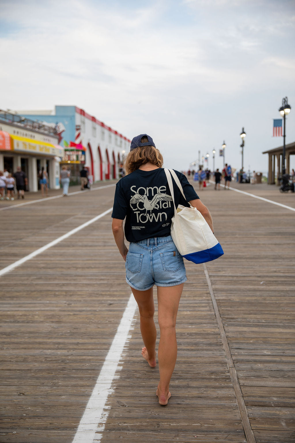 Oversized Beach Day 12 oz Canvas Tote Bag - Mariner Blue