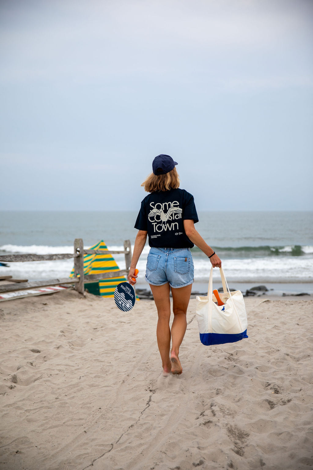 Oversized Beach Day 12 oz Canvas Tote Bag - Mariner Blue
