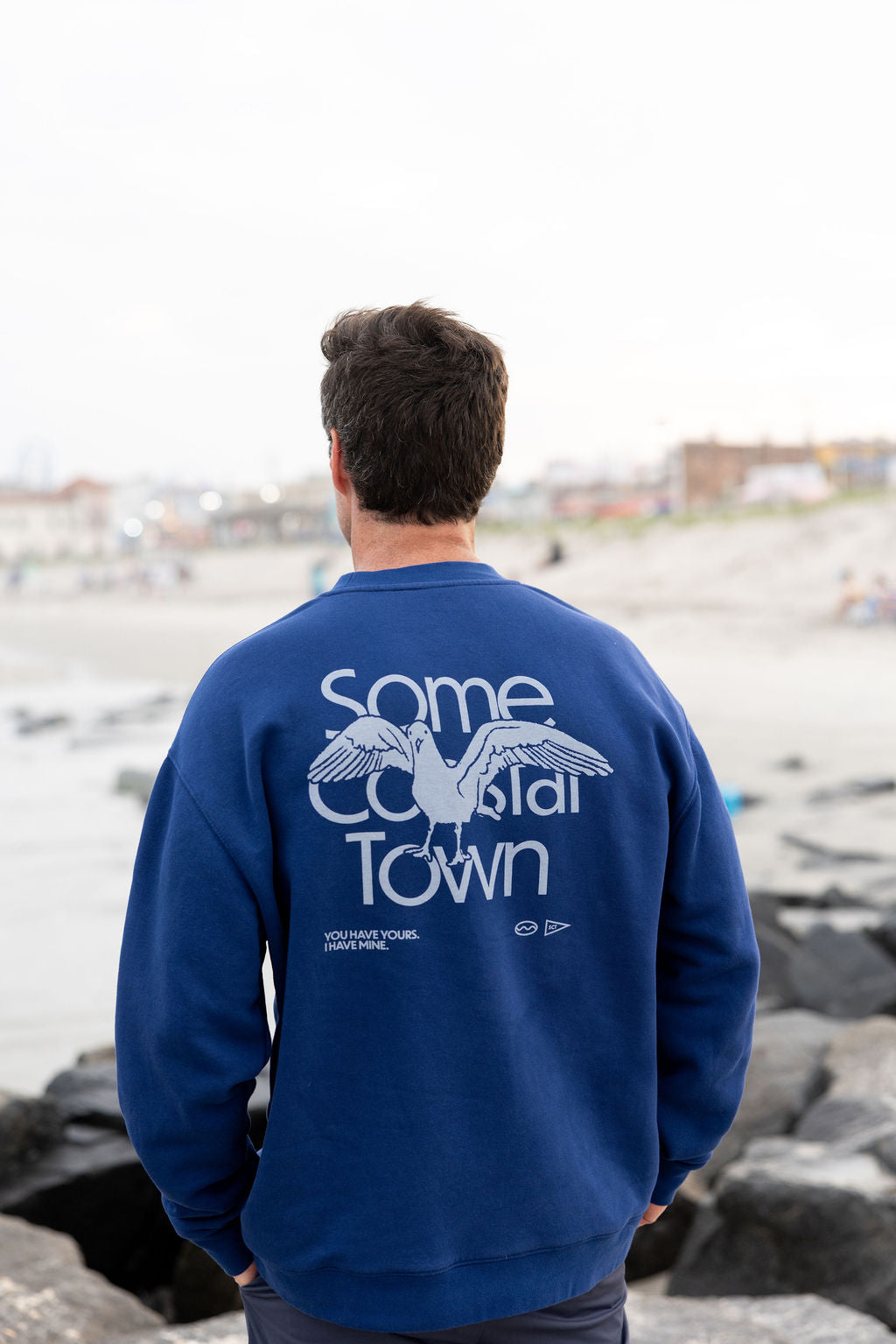 Seagull in the Way Embroidered Fleece Crewneck Sweatshirt