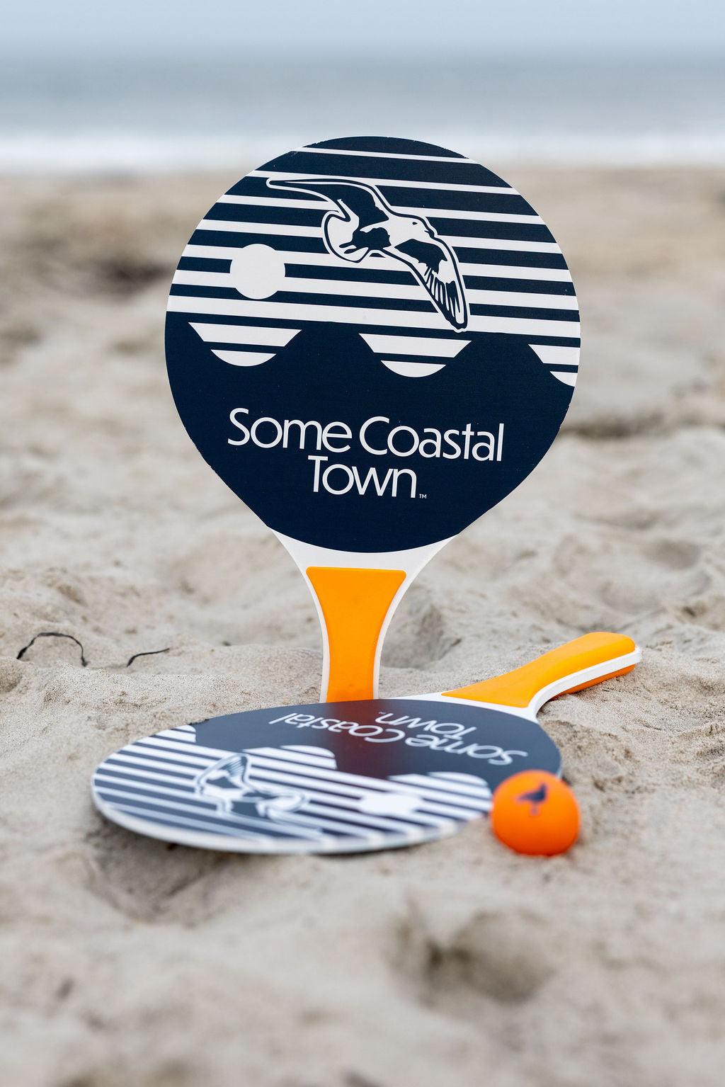 Beach Day Wooden Paddle Ball Set with Seagull Logo