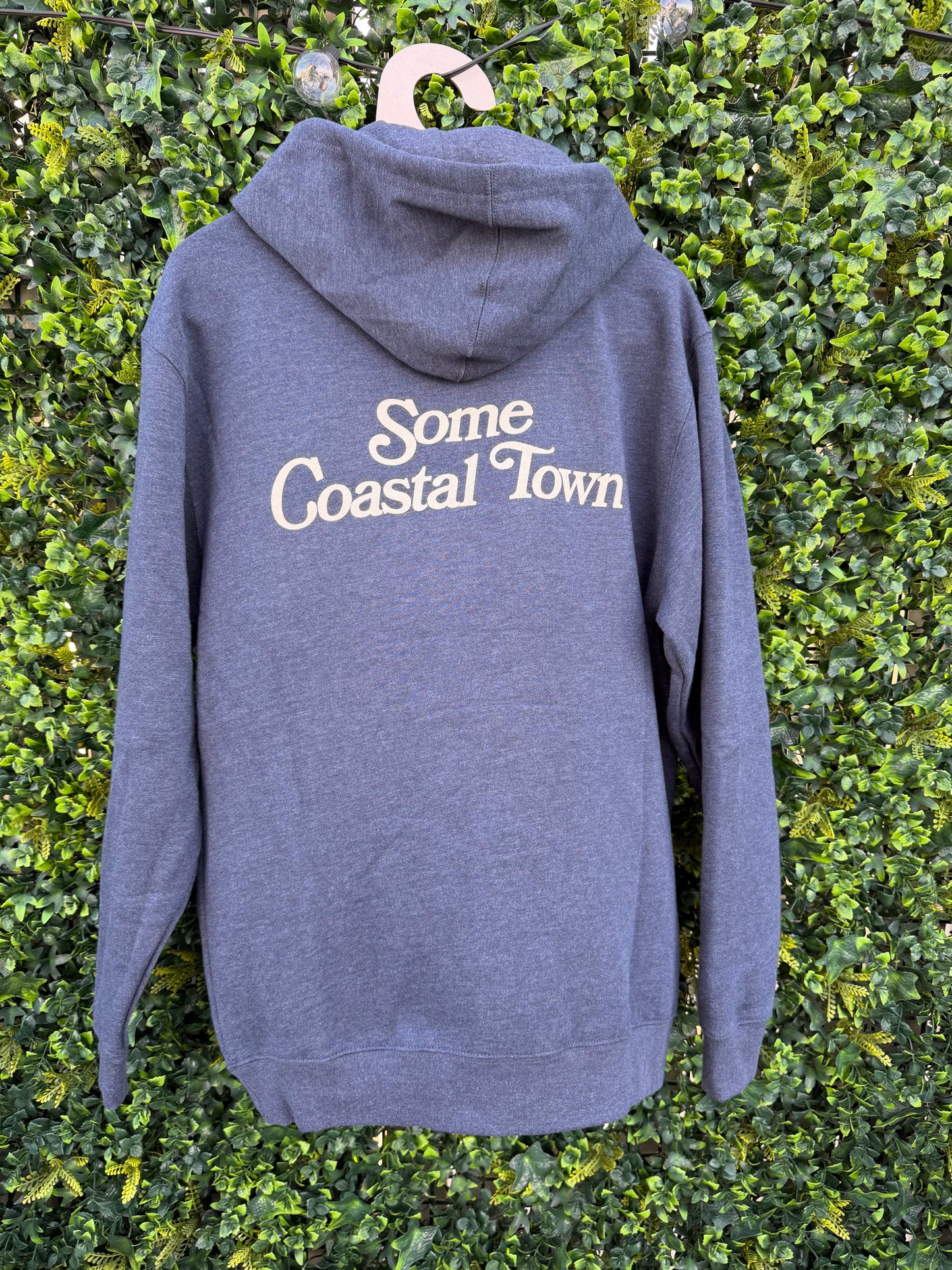 Some Coastal Town script logo navy heather zip-up fleece hoodie - product image 7