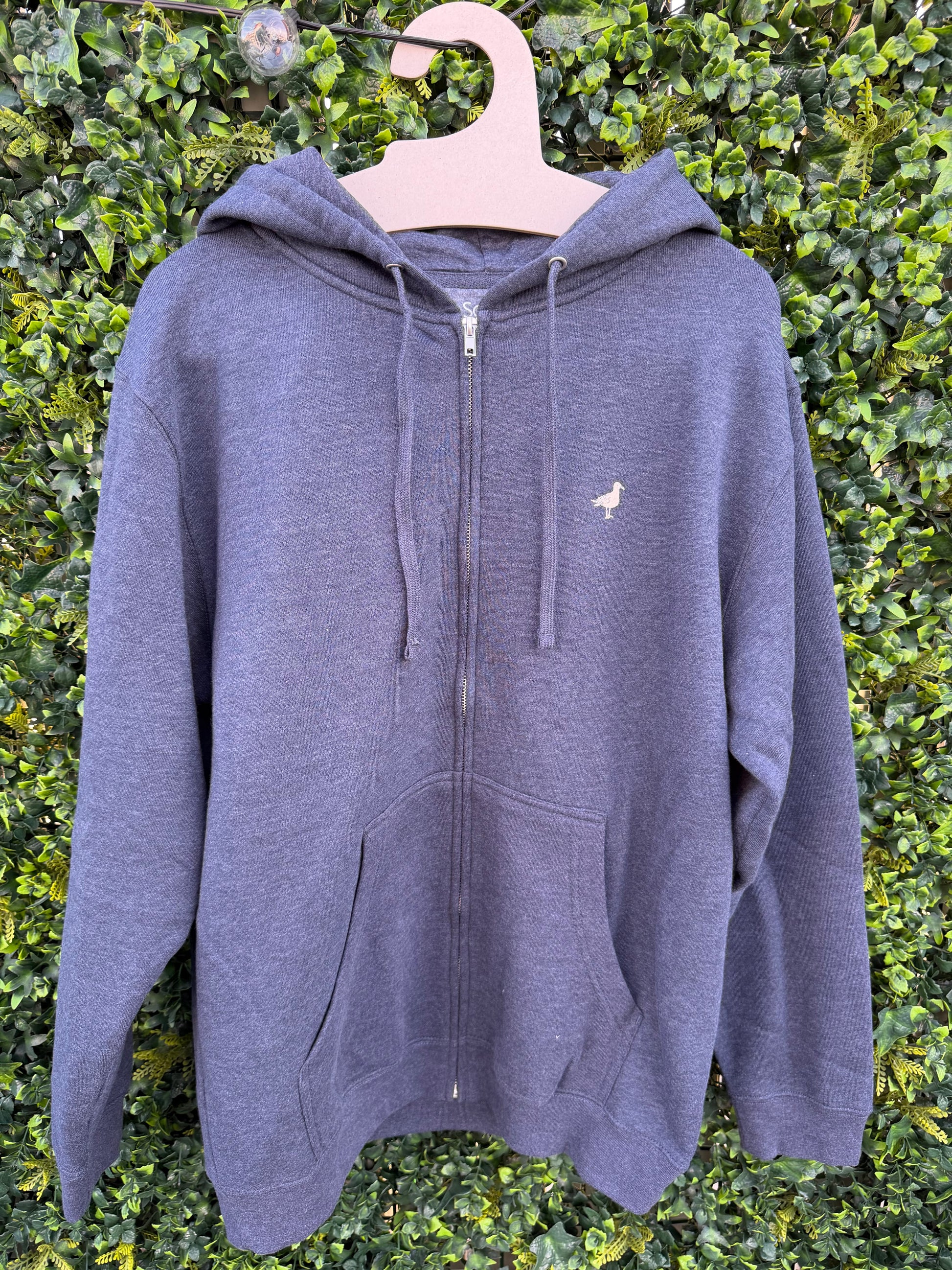 Some Coastal Town script logo navy heather zip-up fleece hoodie - product image 8