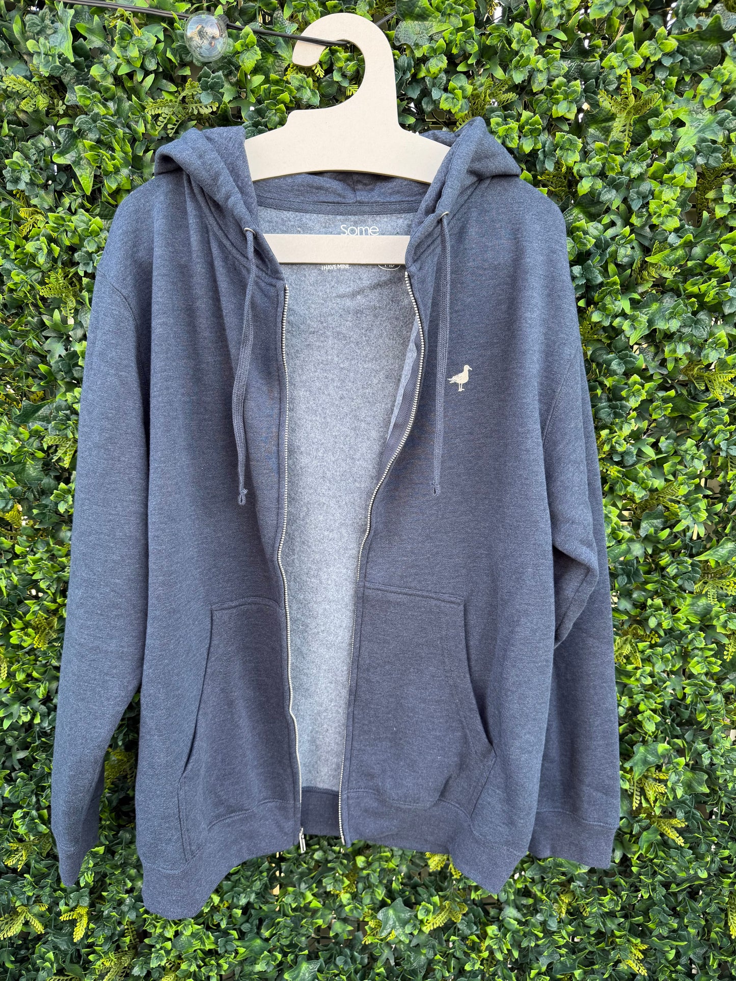 Some Coastal Town script logo navy heather zip-up fleece hoodie - product image 5