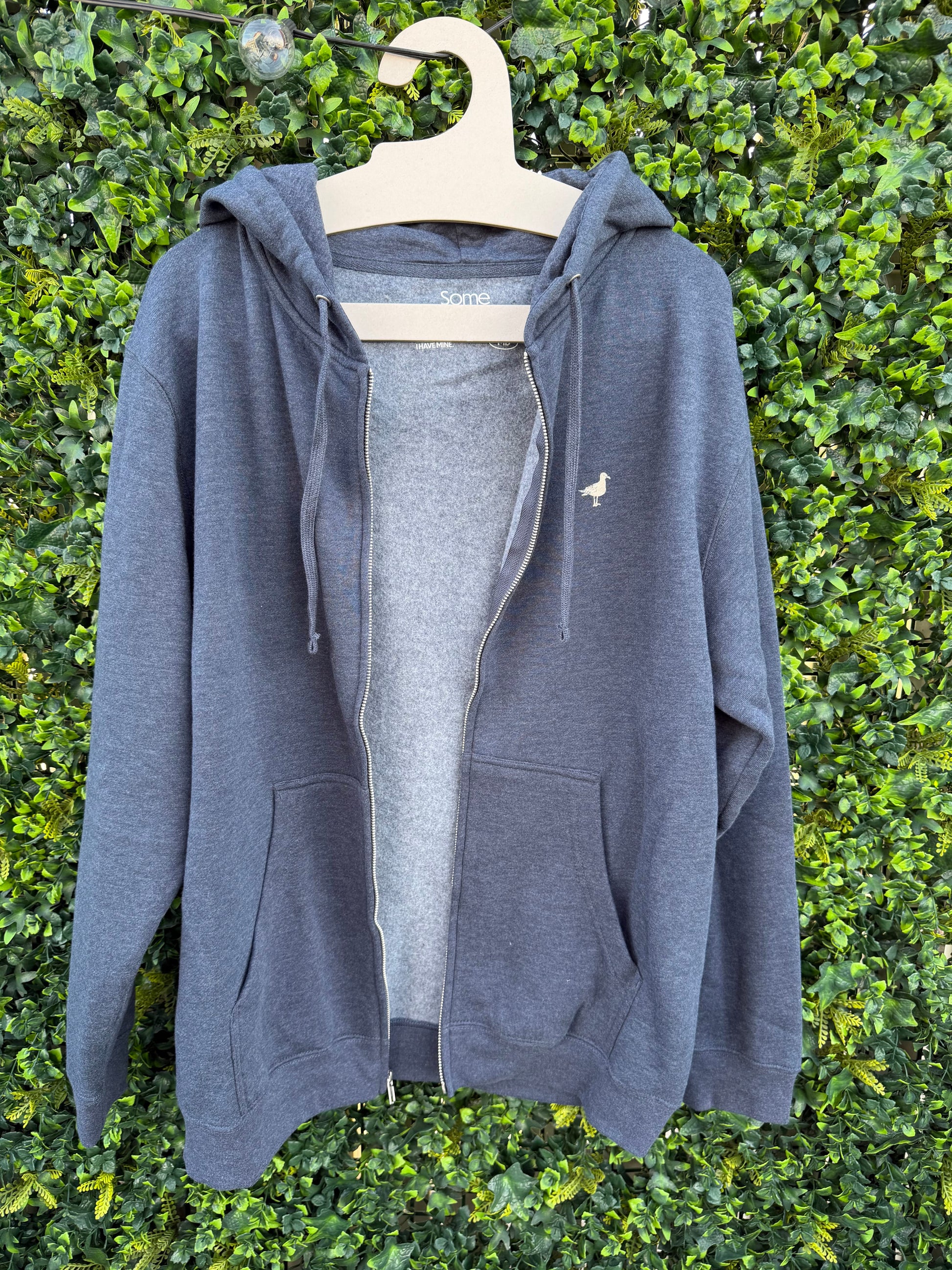 Some Coastal Town script logo navy heather zip-up fleece hoodie - product image 5