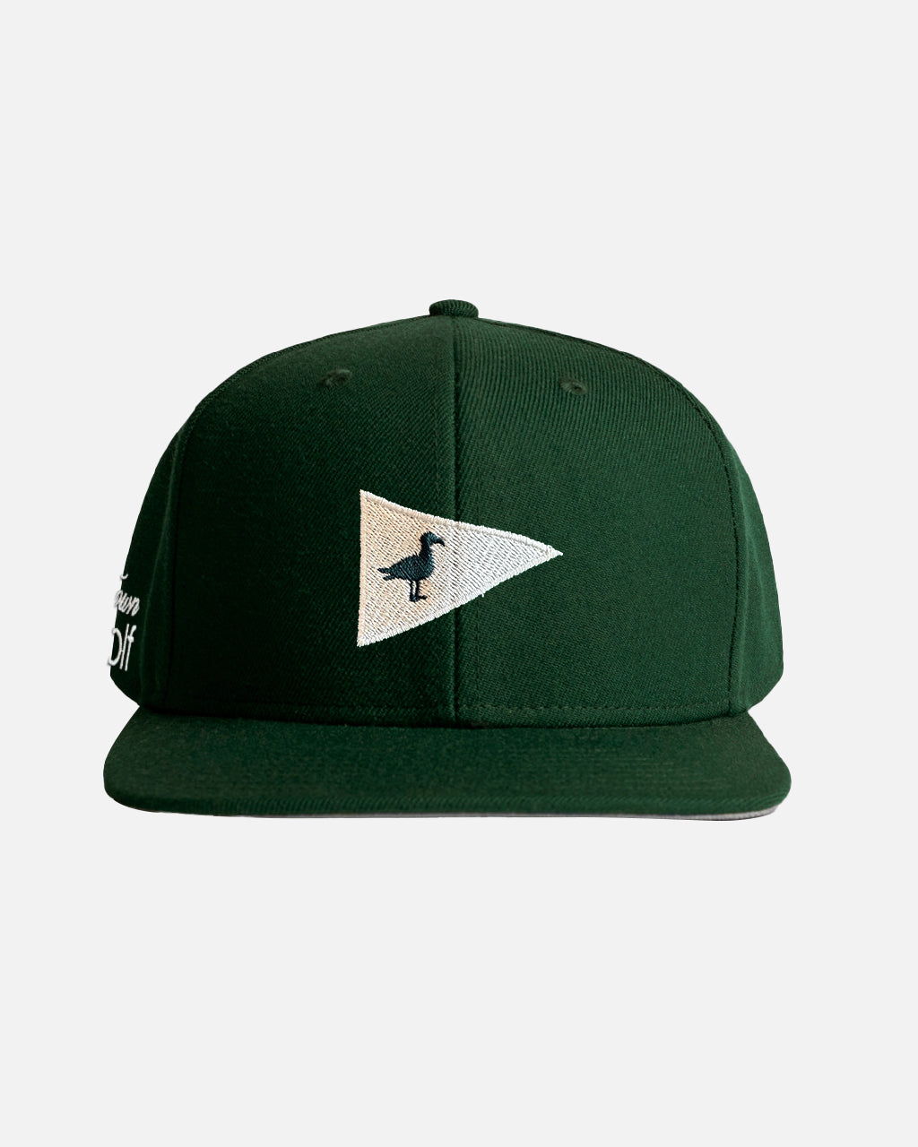 Mini Golf Invitational forest green structured snapback hat with embroidered front and side design - product image 1