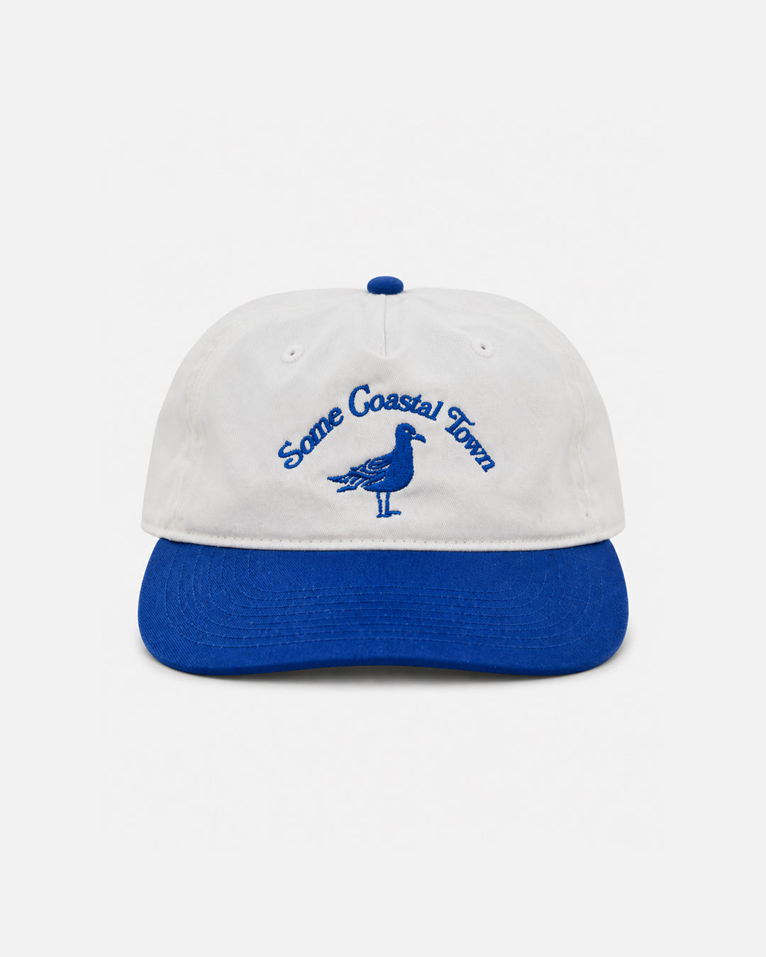 Seagull Mid Profile Cotton Snapback Hat - Mariner Blue and Cream