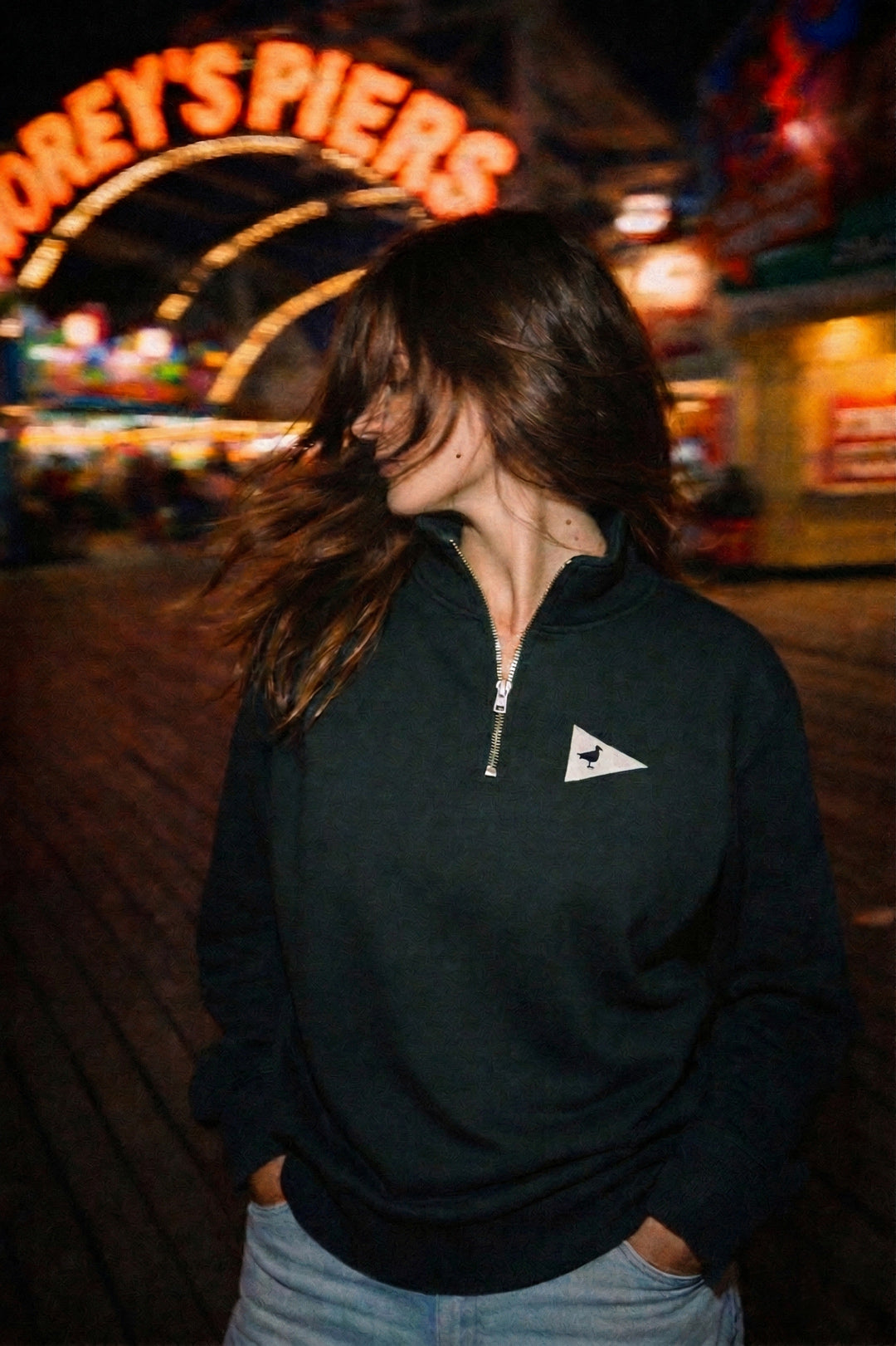 Mini Golf Invitational embroidered seagull flag quarter zip fleece pullover - product image 3
