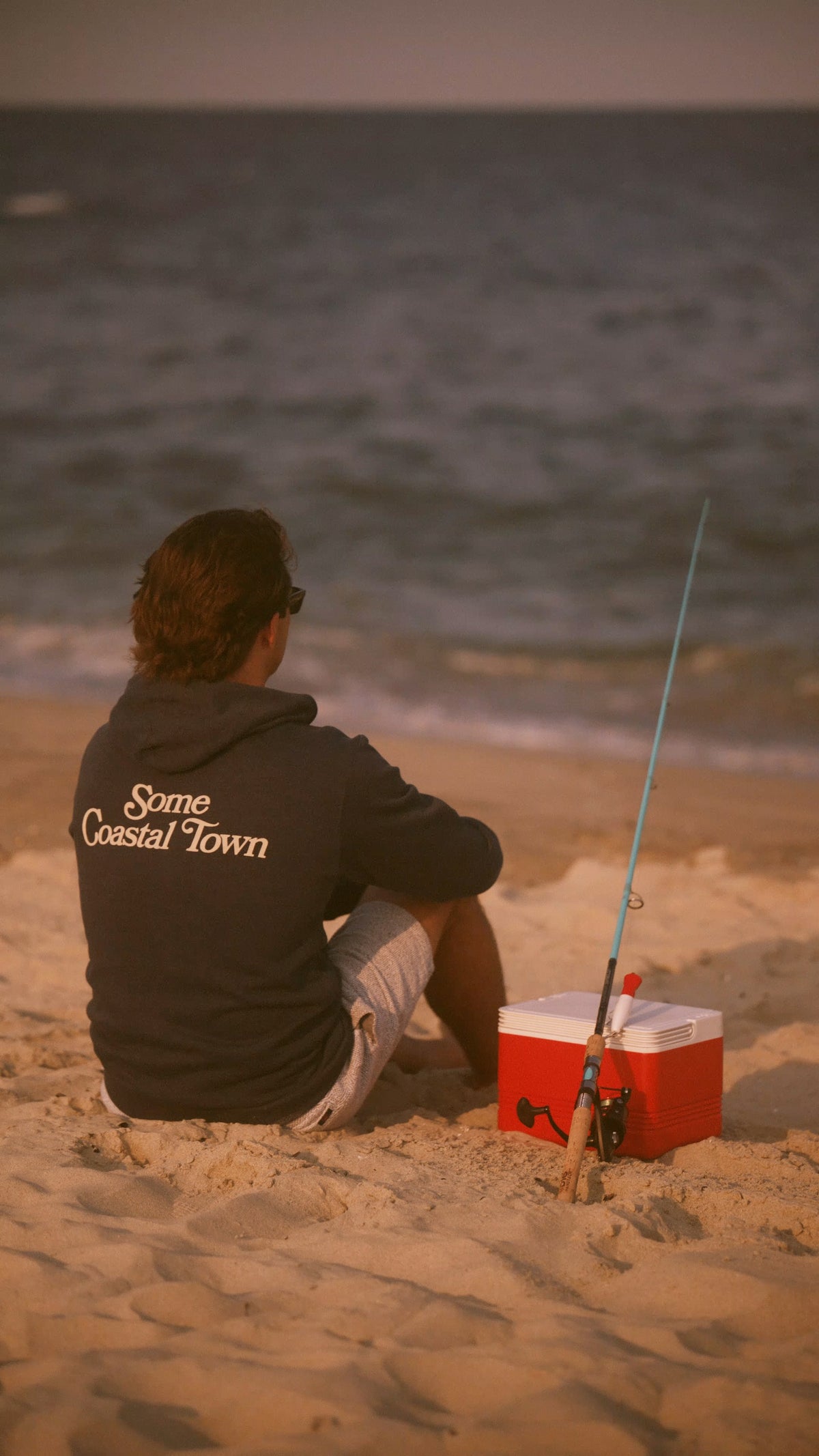 Some Coastal Town Script Zip-Up Fleece Hoodie - Navy Heather