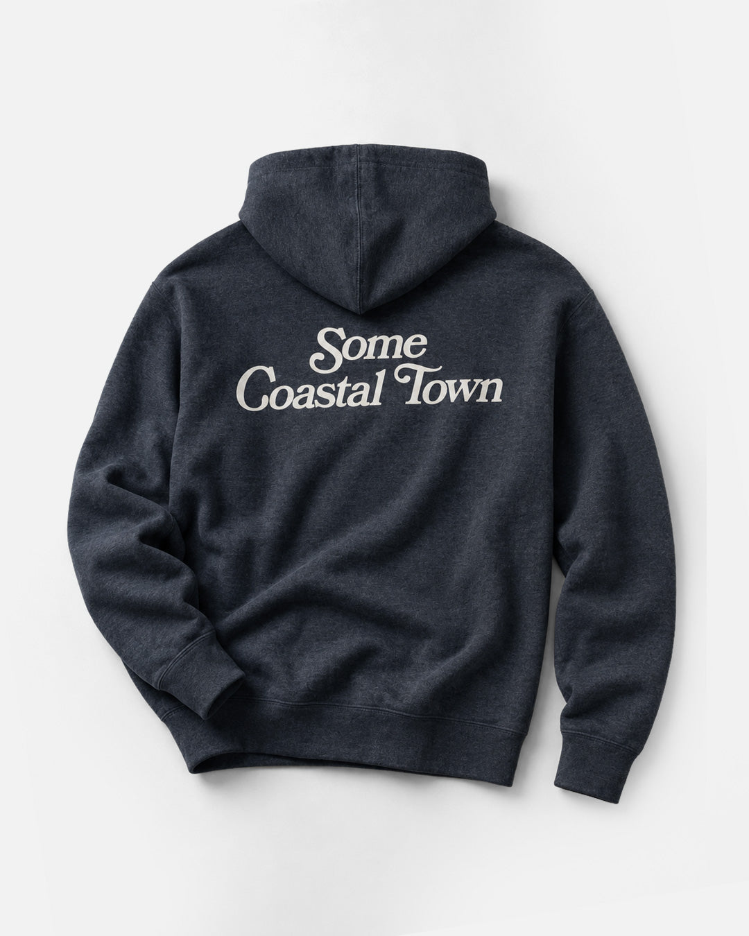 Some Coastal Town Script Zip-Up Fleece Hoodie - Navy Heather