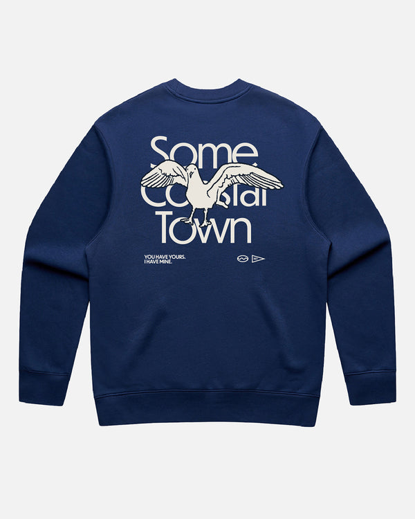 Seagull in the Way Embroidered Fleece Crewneck Sweatshirt