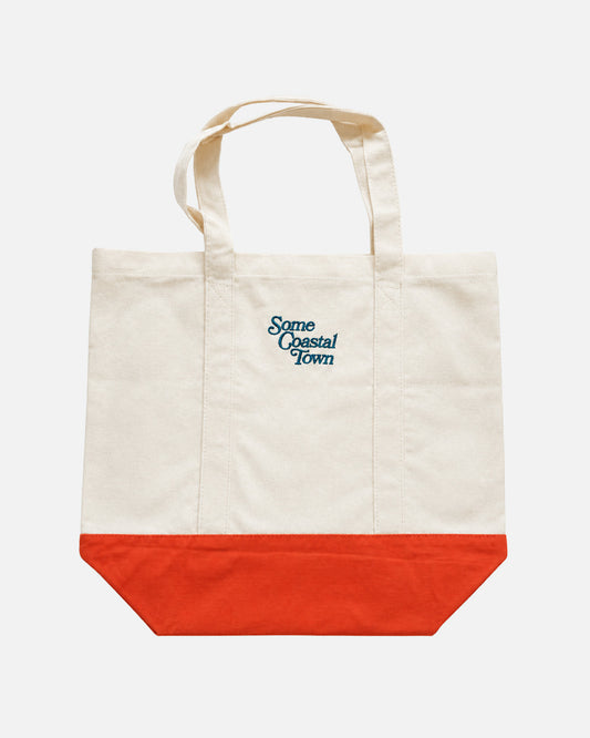 Beach Day 12 oz Canvas Tote Bag - Natural and Orange