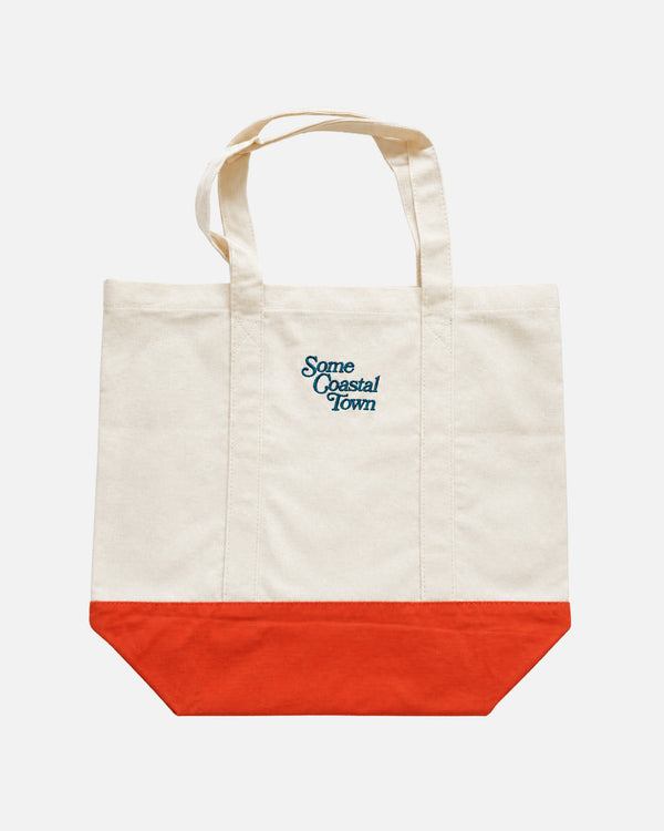Beach Day 12 oz Canvas Tote Bag - Natural and Orange