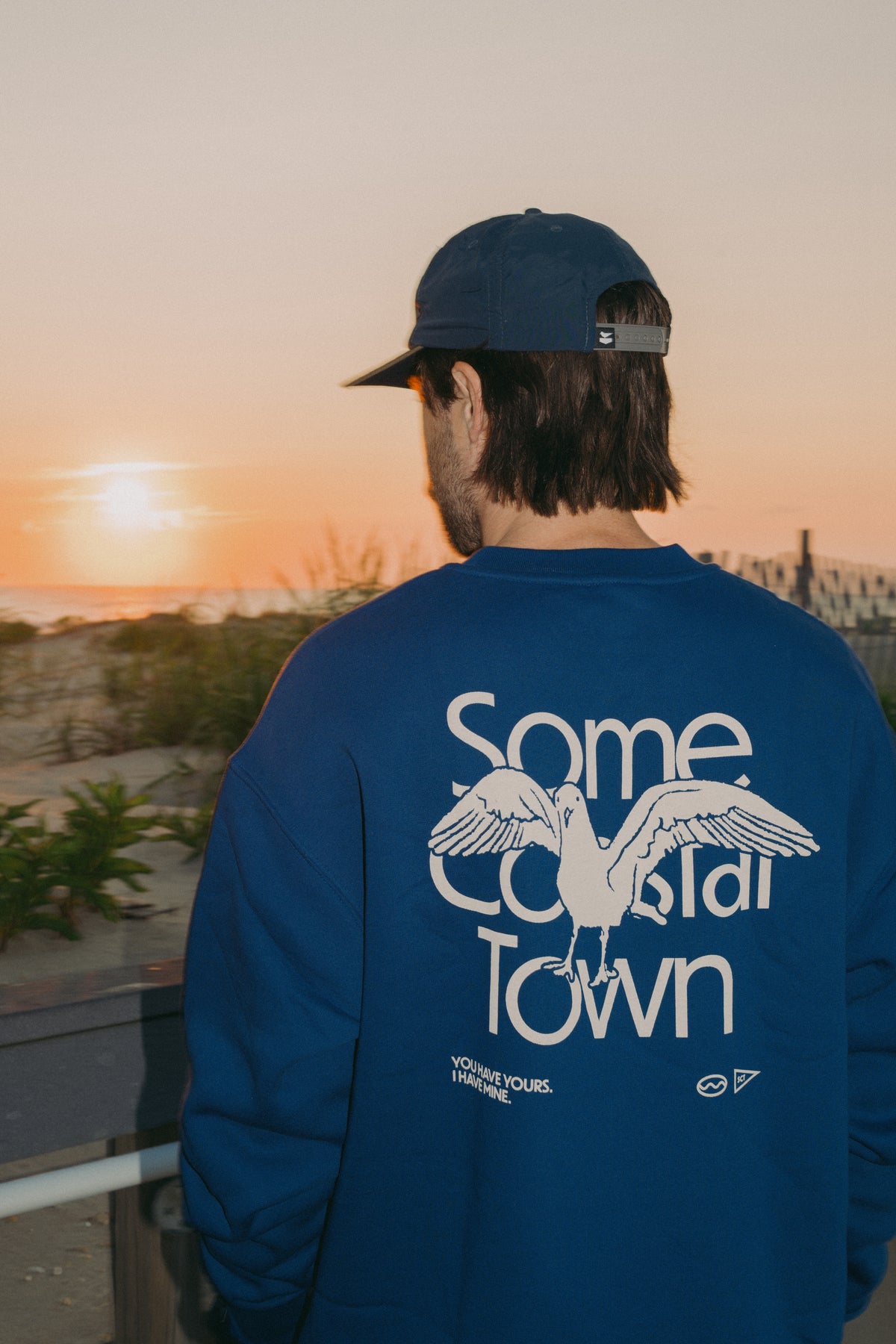 Seagull in the Way Embroidered Fleece Crewneck Sweatshirt