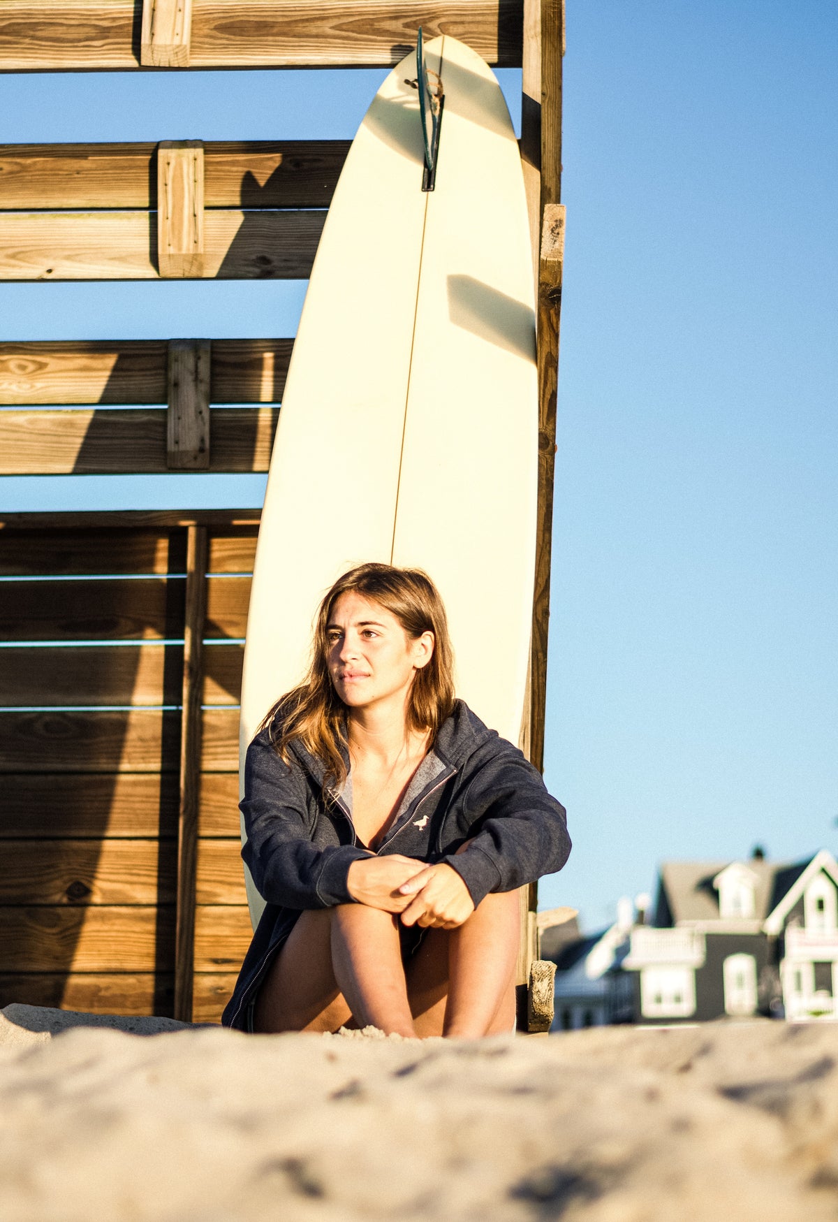 Some Coastal Town Script Zip-Up Fleece Hoodie - Navy Heather