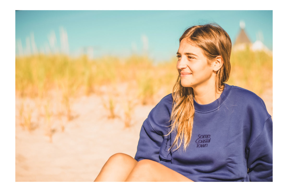 Seagull in the Way Embroidered Fleece Crewneck Sweatshirt